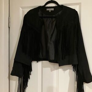 Bagatelle Black Fringe Women's Blazer